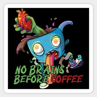 Cute Zombie No Brains Before Coffee Magnet